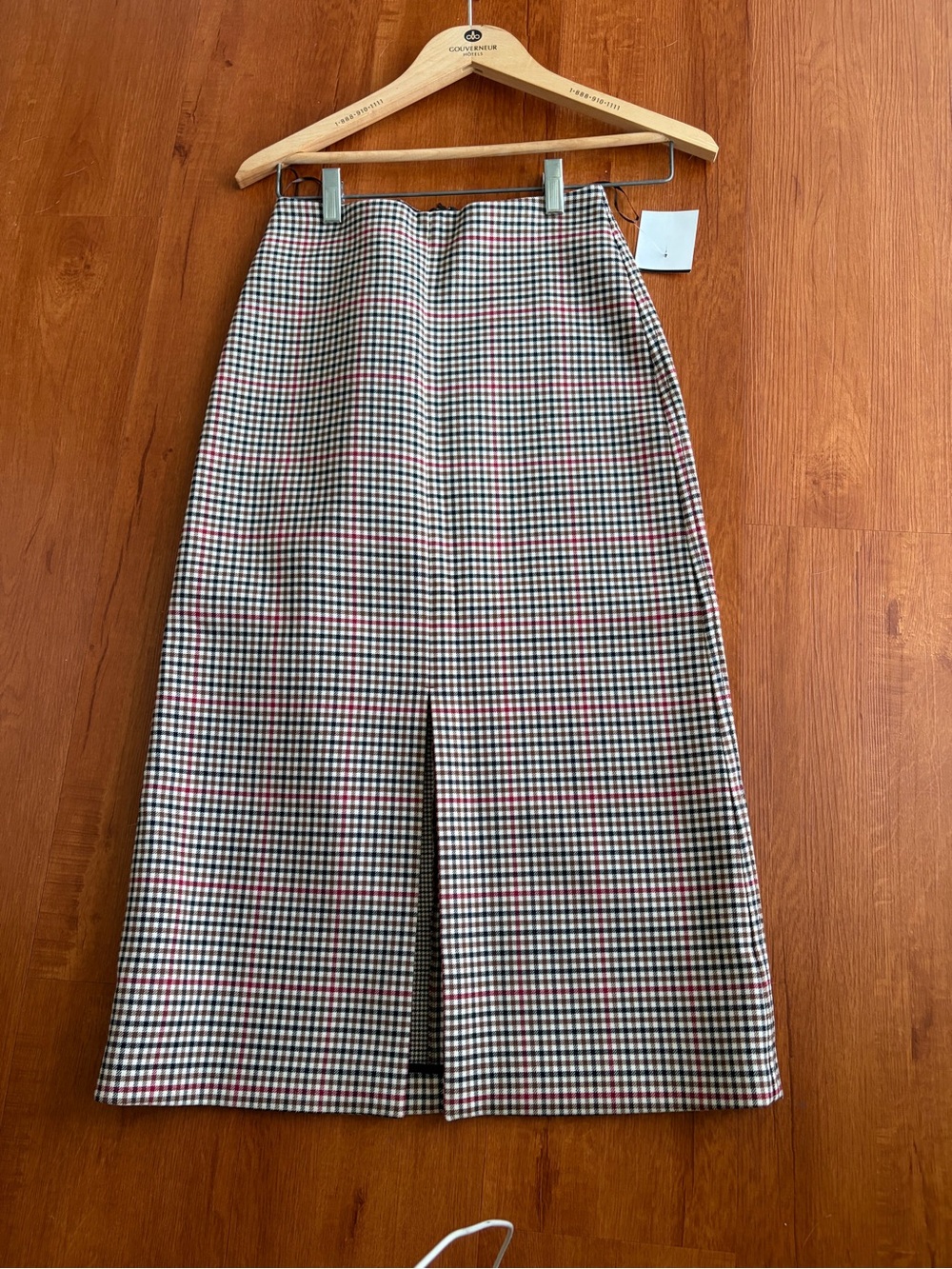 Massimo Dutti Checked Midi Skirt in Brown and Black